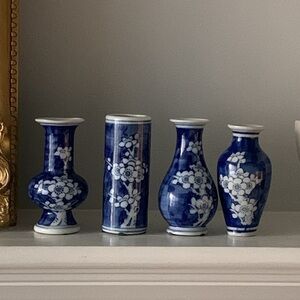 Antique Japanese Miniature Apple Blossom Bud Vases‎ - Set of 4 chinoiserie